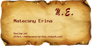 Matecsny Erina névjegykártya